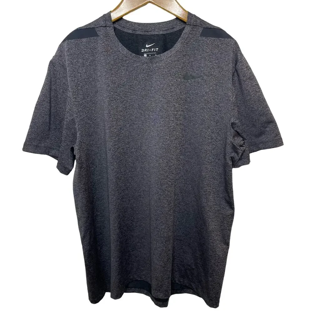 Nike Mens Dri-Fit Hypermax Short Sleeve Training T-Shirt - Heathered Black Large